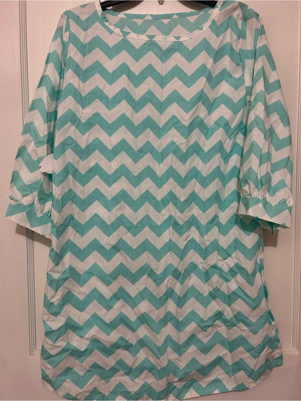 Lolly Wolly Doodle Mint and White Chevron Tunic